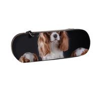 Cavalier King Charles Spaniel Madre con Cachorros, Estuche para lápices Estuche para lápices de Cuero de PU Estuche para lápices de Gran Capacidad Estuche para lápices Bolsa de cosméticos