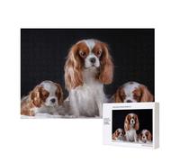 Cavalier King Charles Spaniel, Madre con Cachorros,Rompecabezas de Madera de 300 Piezas, Juego Familiar, Rompecabezas para Adultos, Adolescentes, decoración del hogar
