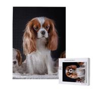 Cavalier King Charles Spaniel, Madre con Cachorros,Rompecabezas de Madera de 500 Piezas para Adultos y Adolescentes.