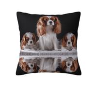 Cavalier King Charles Spaniel Mother With Cachorros, funda de almohada con cremallera oculta, funda de cojín de poliéster, funda de almohada decorativa con impresión de doble cara