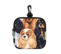 Cavalier King Charles Spaniel Negro Dorado,Bolsa de Almacenamiento Cuadrada con Cremallera, Monedero de Neopreno, Carteras pequeñas, Monedero pequeño, Monedero
