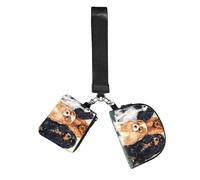 Cavalier King Charles Spaniel negro dorado,Bolso de muñeca para deportes al aire libre, monedero portátil, cartera de muñeca con llavero desmontable