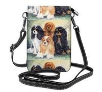 Cavalier King Charles Spaniel negro dorado,Bolsos para celular para mujer, bolsos pequeños cruzados - Cartera para celular de cuero sintético con ranuras para tarjetas de crédito