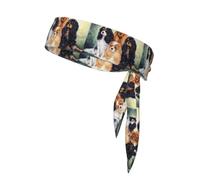 Cavalier King Charles Spaniel Negro Dorado, Cinta para la Cabeza, Diadema Deportiva con Lazo, Cinta para el Sudor Multiusos para Hombres y Mujeres.