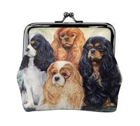 Cavalier King Charles Spaniel Negro Dorado,Monedero de Piel sintética, Carteras pequeñas, Monedero con Cierre de Broche