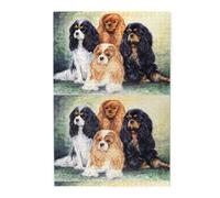 Cavalier King Charles Spaniel Negro Dorado, Rompecabezas de 1000 Piezas, Rompecabezas de Madera para Toda la Familia, decoración de Pared para Adultos y Adolescentes.
