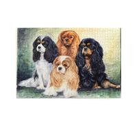 Cavalier King Charles Spaniel Negro Dorado, Rompecabezas de 1000 Piezas, Rompecabezas de Madera para Toda la Familia, decoración de Pared para Adultos y Adolescentes.