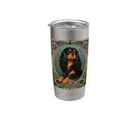 Cavalier King Charles Spaniel negro y marrón Vaso térmico de acero inoxidable de doble pared