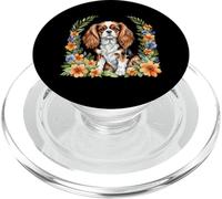 Cavalier King Charles Spaniel Perro Floral Cavalier Lovers PopSockets PopGrip para MagSafe