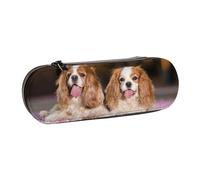Cavalier King Charles Spaniel Perros Blancos Marrón, Estuche para lápices Estuche para lápices de Cuero de PU Estuche para lápices de Gran Capacidad Estuche para lápices Bolsa de cosméticos