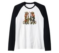 Cavalier King Charles-Spaniel Perros Pareja vagando en Inglaterra Camiseta Manga Raglan
