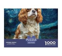 Cavalier King Charles Spaniel Puzzle de 1000 Piezas Papel para Adultos Estilo Pintura al Óleo Juego de Puzzle 1000 Piezas Relajación Hogar 70x50cm/1000pcs 70x50cm/1000pcs
