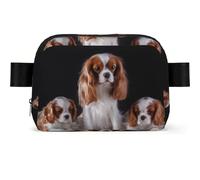 Cavalier King Charles Spaniel - Riñonera de viaje con diseño de madre con cachorros, riñonera cuadrada casual para hombres y mujeres