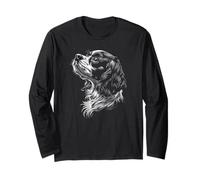 Cavalier King Charles Spaniel Silueta De Perro Vintage Manga Larga