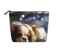 Cavalier King Charles Spaniel Spaniel pequeño,Neceser de Maquillaje de imitación Lino, Neceser de Viaje portátil