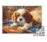 Cavalier Puppy Hora de Dormir 1000 Pieza Stock De Cartas Premium Rompecabezas Conjunto para Adultos Presente Divertido Desafío Educativo Regalo 70x50cm/1000pcs