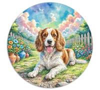 Cavalier Rey Charles Spaniel Adultos-Niños Rompecabezas Redondo 1000p Animalesess Pets Cute Circular Puzzle Niños: Decoración Hogar Infantil Imposible 3D Cartón 1000pcs (67.5x67.5cm)