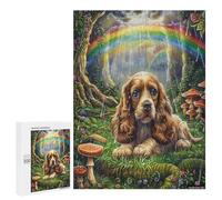 Cavalier Rey Charles Spaniel Puzzle 500 Piezas Estera Portátil 3D Arcoíris Cocker Rompecabezas para Familia DIY Creativo Aliviar Estrés Decoración del Hogar Maquetas Construir 500 PCS