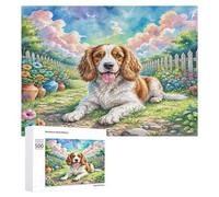 Cavalier Rey Charles Spaniel Puzzle 500 Piezas Obra De Arte Moderna Rompecabezas 3D para Adultos Y Niñas A 14 Años DIY Creativo Aliviar Estrés Estera Portátil 500 PCS