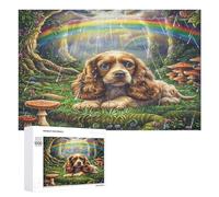 Cavalier Rey Charles Spaniel Puzzles 1000 Piezas 3D Creativo Arcoíris Cocker Obra De Arte Rompecabezas Familiar para Niños Y Adultos A 12 Años Desafío Intelectual Decoración Hogar 1000 PCS