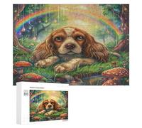 Cavalier Rey Charles Spaniel Puzzles 300 Piezas Circular Redondo Arcoíris Cocker Desafío Intelectual Impossible para Familia Juguete Educativo 3D Maquetas Construir DIY Creativo 300 PCS