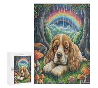 Cavalier Rey Charles Spaniel Puzzles 300 Piezas Estera Portátil Arcoíris Cocker Rompecabezas para Adultos Y Niños A 12 Años Desafío Intelectual 3D Maquetas Construir DIY Moderno 300 PCS