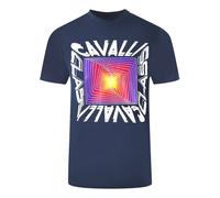 Cavalli Class Asymmetric Box Design Navy Blue T-Shirt
