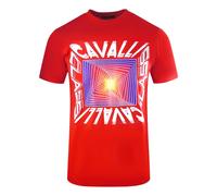 Cavalli Class Asymmetric Box Design Red T-Shirt