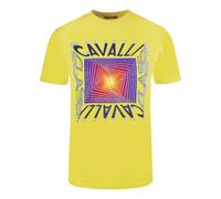 Cavalli Class Asymmetric Box Design Yellow T-Shirt