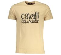 Cavalli Class Bold Black Logo Beige T-Shirt