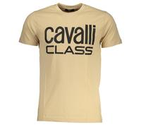 Cavalli Class Bold Black Logo Beige T-Shirt