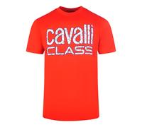Cavalli Class Bold Floral Logo Red T-Shirt