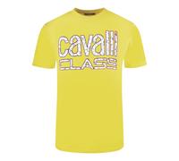 Cavalli Class Bold Floral Logo Yellow T-Shirt