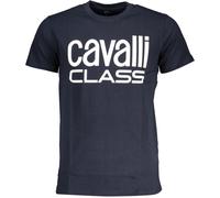 Cavalli Class Bold White Logo Navy Blue T-Shirt