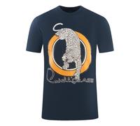 Cavalli Class Circular Leopard Logo Navy Blue T-Shirt