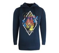 Cavalli Class Diamond Tiger Design Navy Blue Hoodie