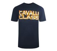 Cavalli Class Flaming Logo Navy Blue T-Shirt