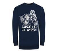 Cavalli Class Large Floral Tiger Design Navy Blue Sweatshirt