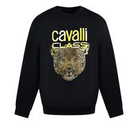Cavalli Class Leopard Print Logo Black Jumper