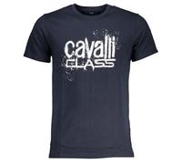 Cavalli Class Paint Splatter Logo Navy Blue T-Shirt