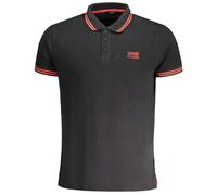Cavalli Class Tipped Collar Red Logo Black Polo Shirt