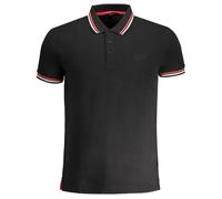 Cavalli Class Tipped Collar Toned Logo Black Polo Shirt