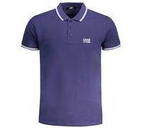 Cavalli Class Tipped Collar White Logo Navy Blue Polo Shirt