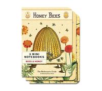 Cavallini - Juego de 3 Mini Cuadernos - Honey Bees - Interior Forrado en Blanco y gráfico