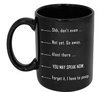 CavaStar Shh Almost Now You May Speak Nevermind I Have To Go Poop Now, taza de café, divertido regalo pensativo para Not A Morning Person, taza de cerámica negra de 11 onzas o 15 onzas