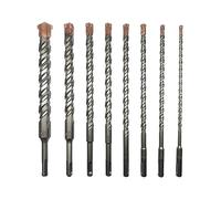 CAVATINY Juego de 8 brocas SDS Plus para hormigón, ladrillo, cemento, piedra con 4 cortes, 8 piezas, 6, 8, 10, 12, 14, 16, 20, 25 x 260 mm, vástago SDS Plus apto para martillo perforador