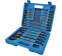 CAVATINY SDS Plus - Juego de brocas y cinceles (17 piezas, incluye cincel SDS para hormigón, ladrillo, cemento, piedra, con 4 cuchillas y maletín portátil SDS Plus, apto para martillo perforador)