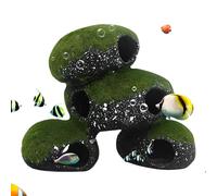 Cave For Fish Tank, Sturdy Tunnel Rock Realistic with Moss Design | Realistic Aquatic Fish Cave,for Shrimp Reptile Snake Terrarium Saltwater Freshwater
