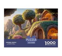 Cave House in The Mountains 1000 Pcs Cartón Rompecabezas Rural Fantasy Home Liberador De Estrés Juego Familiar Puzzle para Adultos Y Niños 52x38cm/1000pcs