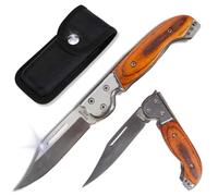 CAVECA Navaja Pequeña con Cuchillo Plegable de Acero Inoxidable y Mango de Madera, Liviana y Compacta Navaja Española de Bolsillo o Llavero para Camping, Supervivencia, Trabajo, Caza, Pesca, Montaña